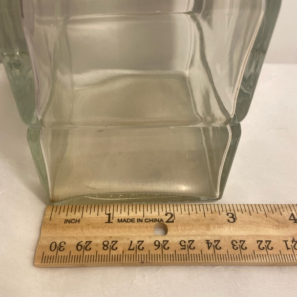 Vintage MCM Seagram clear Glass Square Liquor Decanter Etched logo cube Stopperq - Picture 14 of 16